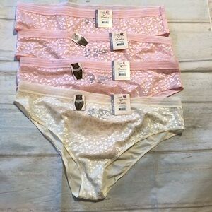 Secret Treasures Leo Jacquard Cheeky Lace Hipster Panties Cream 4-Pack XXL(20)